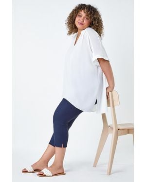 Roman Curve Cropped Stretch Trouser - Blue