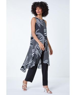 Roman Full Length Printed Overlay Jumpsuit - Blue