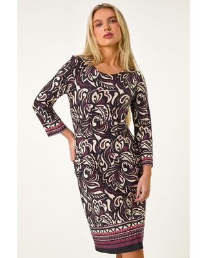 Roman Petite Abstract Print Stretch Pocket Dress - Multicolour