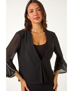 Roman Diamante Detail Jacket - Black