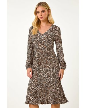 Roman Petite Plisse Animal Frill Dress - Black