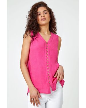 Roman Sleeveless Button Detail Vest - Pink