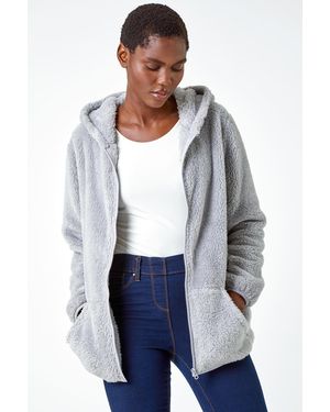 Roman Hooded Sherpa Fleece Jacket - Blue