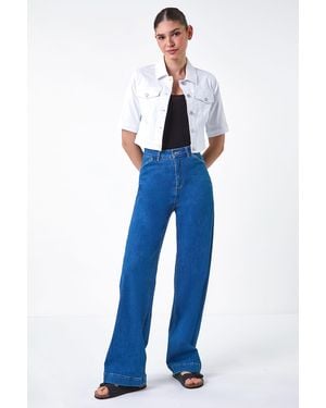 Roman Short Sleeve Stretch Jacket - Blue