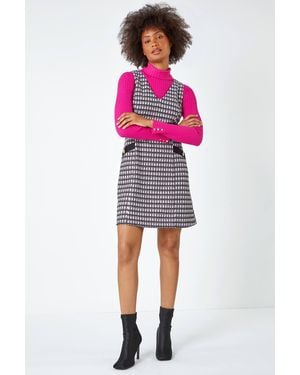 D.u.s.k Sleeveless Houndstooth Stretch Dress - Red