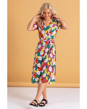 D.u.s.k Bold Floral Midi Wrap Dress - Multicolour