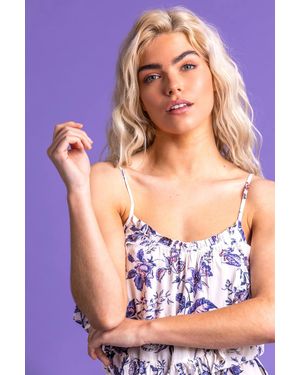 D.u.s.k Frill Hem Leaf Print Sundress - Blue