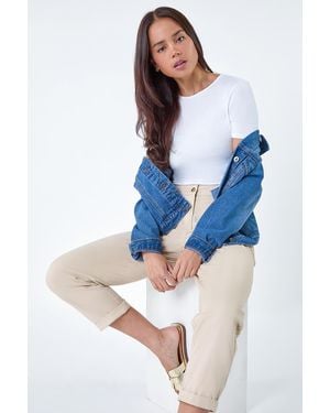Roman Petite Cotton Blend Stretch Chino Trousers - Blue