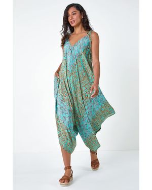 D.u.s.k Paisley Floral Pocket Slouchy Jumpsuit - Green