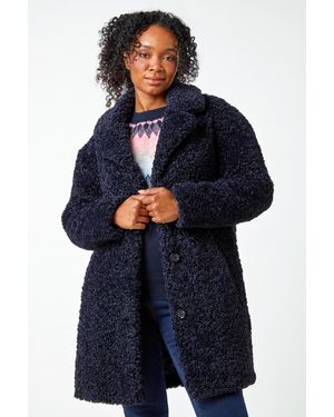 Roman Petite Longline Teddy Coat - Blue