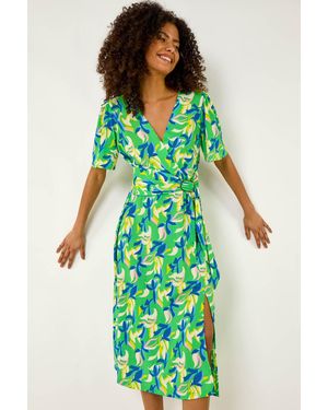 D.u.s.k Leaf Print Midi Dress - Green