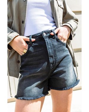 D.u.s.k Frayed Hem Denim Shorts - Black