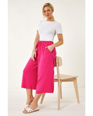 Roman Petite Elasticated Waist Linen Mix Culotte - Pink