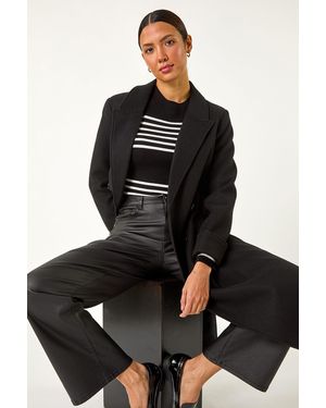 Roman Belted Double Breasted Coat - Black
