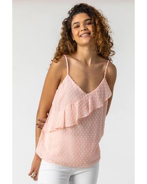 D.u.s.k Textured Spot Frill Detail Cami Top - Pink
