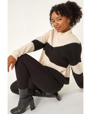 Roman Petite Colour Block Knit Jumper - Black