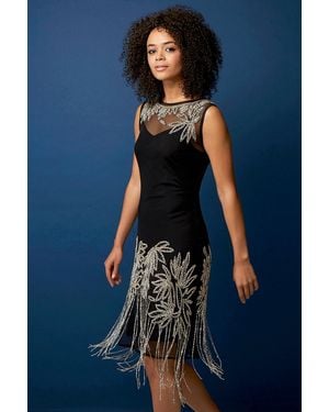 Roman The Great Gatsby Charleston Vintage 1920S Embellished Flapper Dress - Black