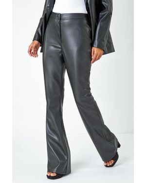 D.u.s.k Faux Leather Bootcut Stretch Trousers - Grey
