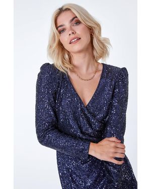 D.u.s.k Sequin Mini Wrap Dress - Blue