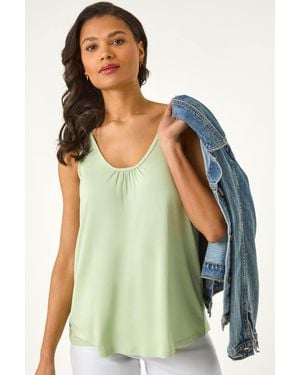 Roman V-Neck Stretch Jersey Vest Top - Green