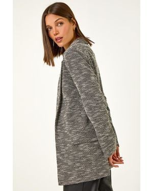 Roman Textured Longline Blazer - Grey