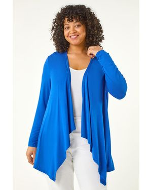 Roman Curve Waterfall Longline Cardigan - Blue