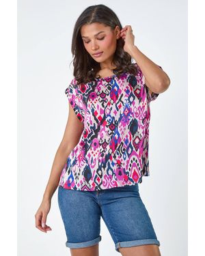 Lilly-and-Hope Aztec Print Short Sleeve Top - Red