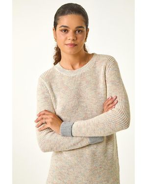 Roman Contrast Cuff Knit Jumper - Natural