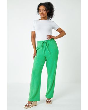Roman Petite Linen Mix Elastic Waist Wide Leg Trouser - Green