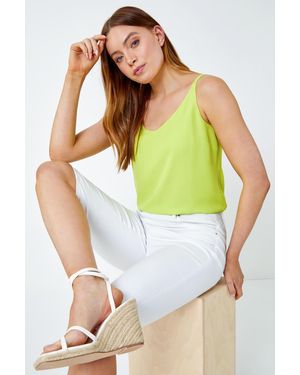Roman Denim Stretch Knee Length Pedal Pusher - Green