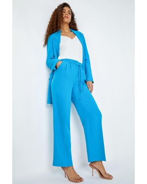 Roman Crepe Stretch Straight Leg Trousers - Blue