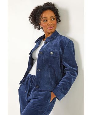 Roman Petite Corduroy Button Jacket - Blue