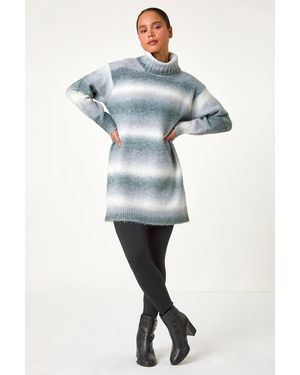 Roman Petite Spacedye Stripe Roll Neck Jumper - Blue
