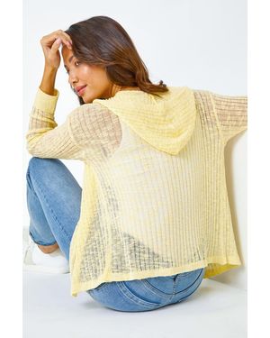 Roman Textured Rib Hooded Cardigan - Blue