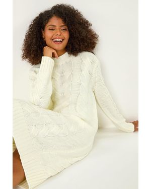 D.u.s.k Cosy Cable Knit Jumper Dress - Natural
