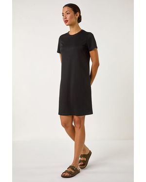 Roman Short Sleeve T-Shirt Dress - Black