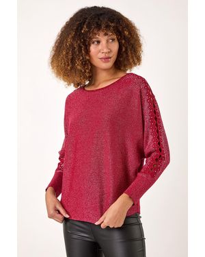 Roman Sleeve Braid Detail Knit Jumper - Red