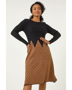Roman Petite Contrast Knit Dress - Multicolour