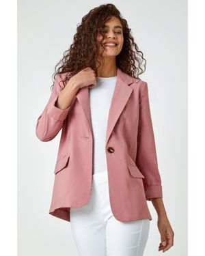Roman 3/4 Sleeve Single Breasted Button Blazer - Red
