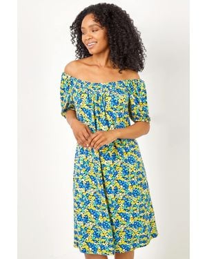 Roman Petite Ditsy Floral Print Jersey Tunic Dress - Blue