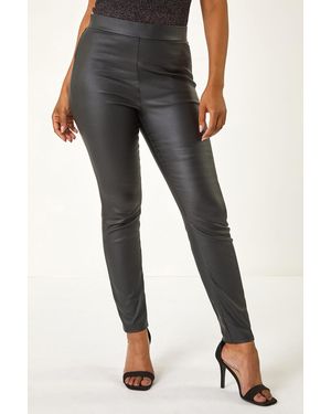 Roman Petite Faux Leather Pull On Trousers - Blue