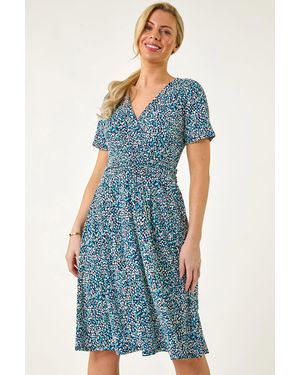 Roman Petite Spot Puff Print Dress - Blue