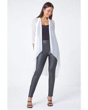 Roman 3/4 Sleeve Mesh Longline Kimono - White