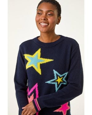 Roman Multi Star Detail Knitted Jumper - Blue