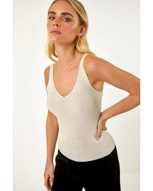 Roman Petite Ribbed Shimmer Knit Vest - Black