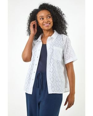 Roman Petite Jacquard One Pocket Shirt - White