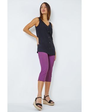 Roman Cropped Stretch Trouser - Purple