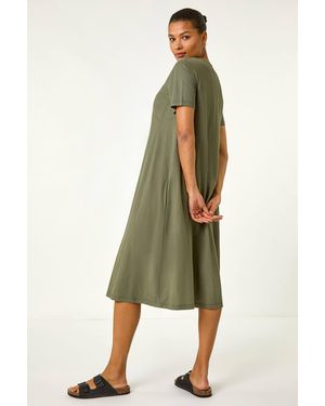 Roman Relaxed T-Shirt Stretch Dress - Green