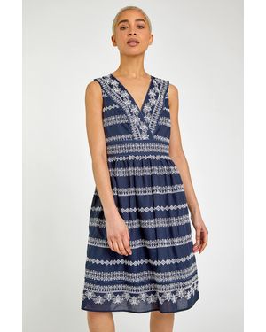 D.u.s.k V-Neck Broderie Dress - Blue