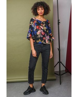 D.u.s.k Floral Printed Bardot Tunic Top - Multicolour